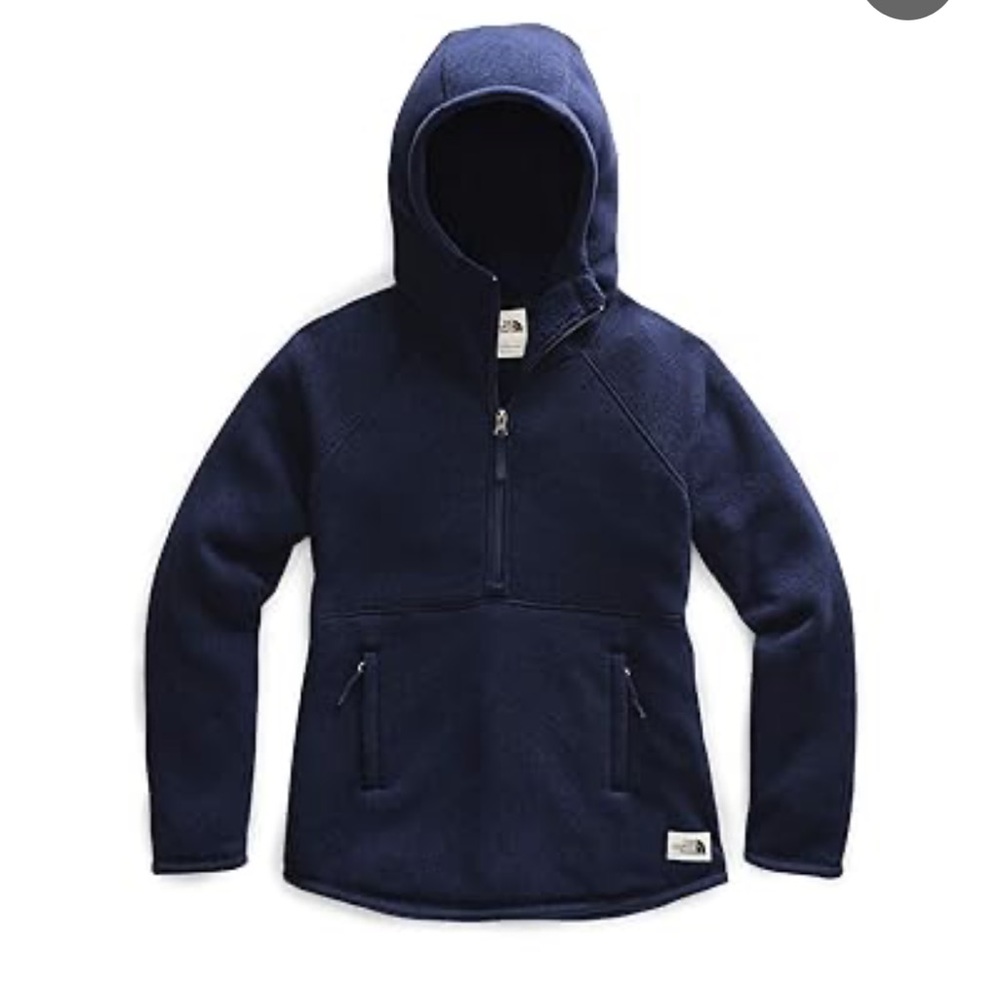 The North Face Blue Ski Jacket with Hood and Fleece Texture